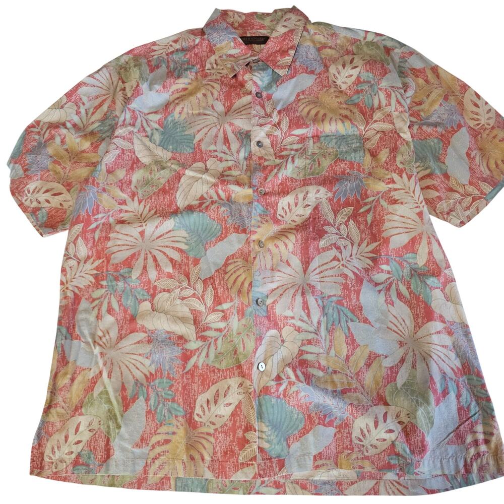 Vintage Tori Richard reverse print Aloha Hawaiian Shirt Floral Cotton XL 4169